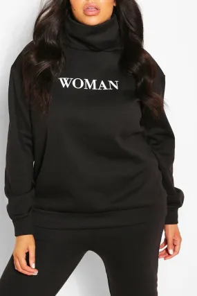 Plus Slogan Hoodie With Snood