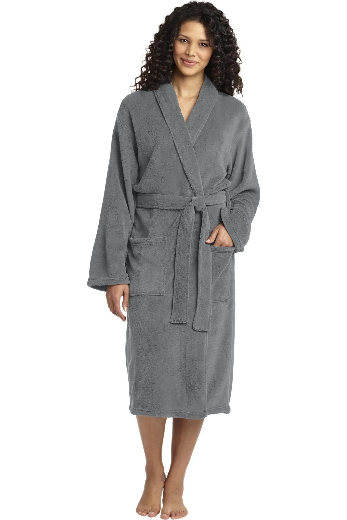 Port Authority Plush Microfleece Shawl Collar Robe R102 Deep Smoke