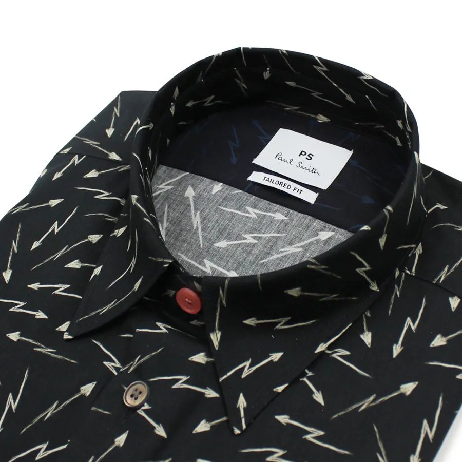 PS Paul Smith - Tailored Fit Arrow Print Shirt in Black