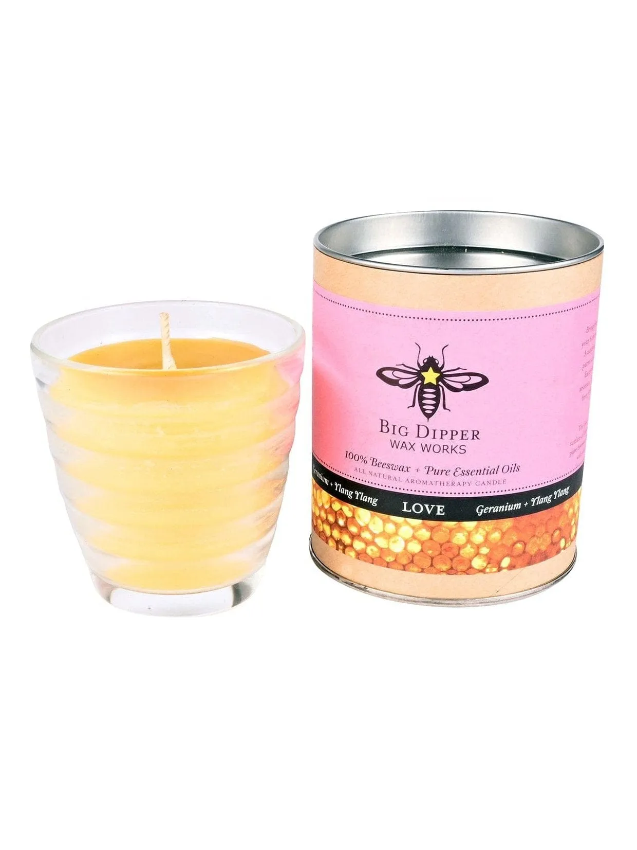 Pure Beeswax Candle & Beehive Glass