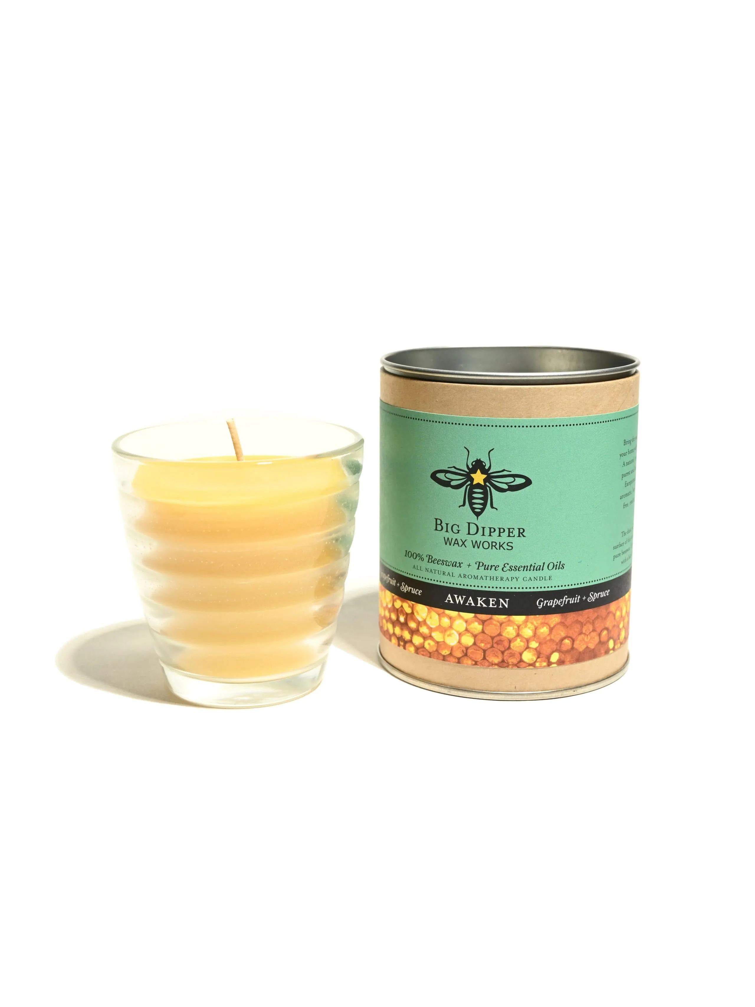 Pure Beeswax Candle & Beehive Glass