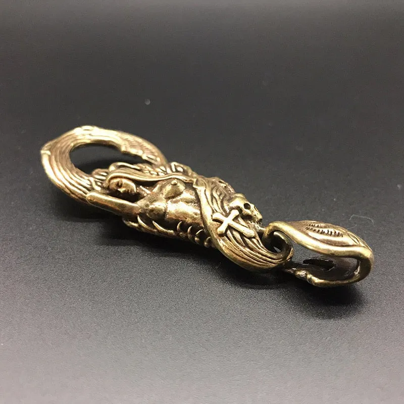 Pure Brass Mermaid Skull Hook