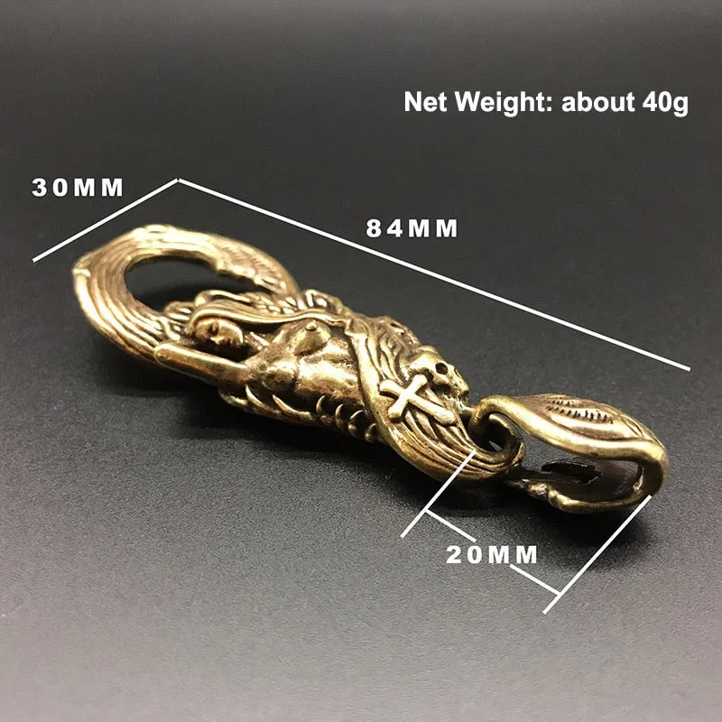 Pure Brass Mermaid Skull Hook