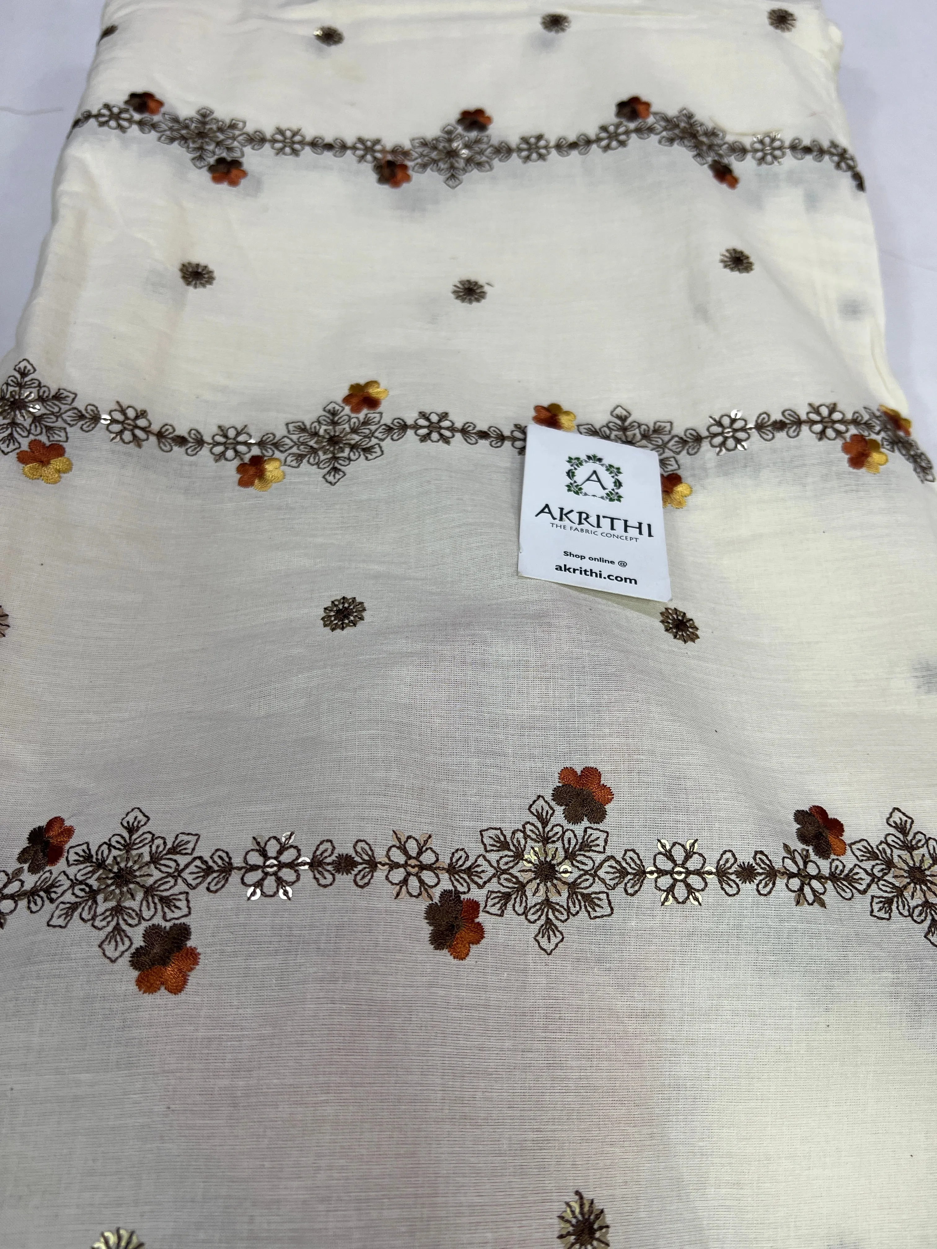 Pure cotton embroidered fabric