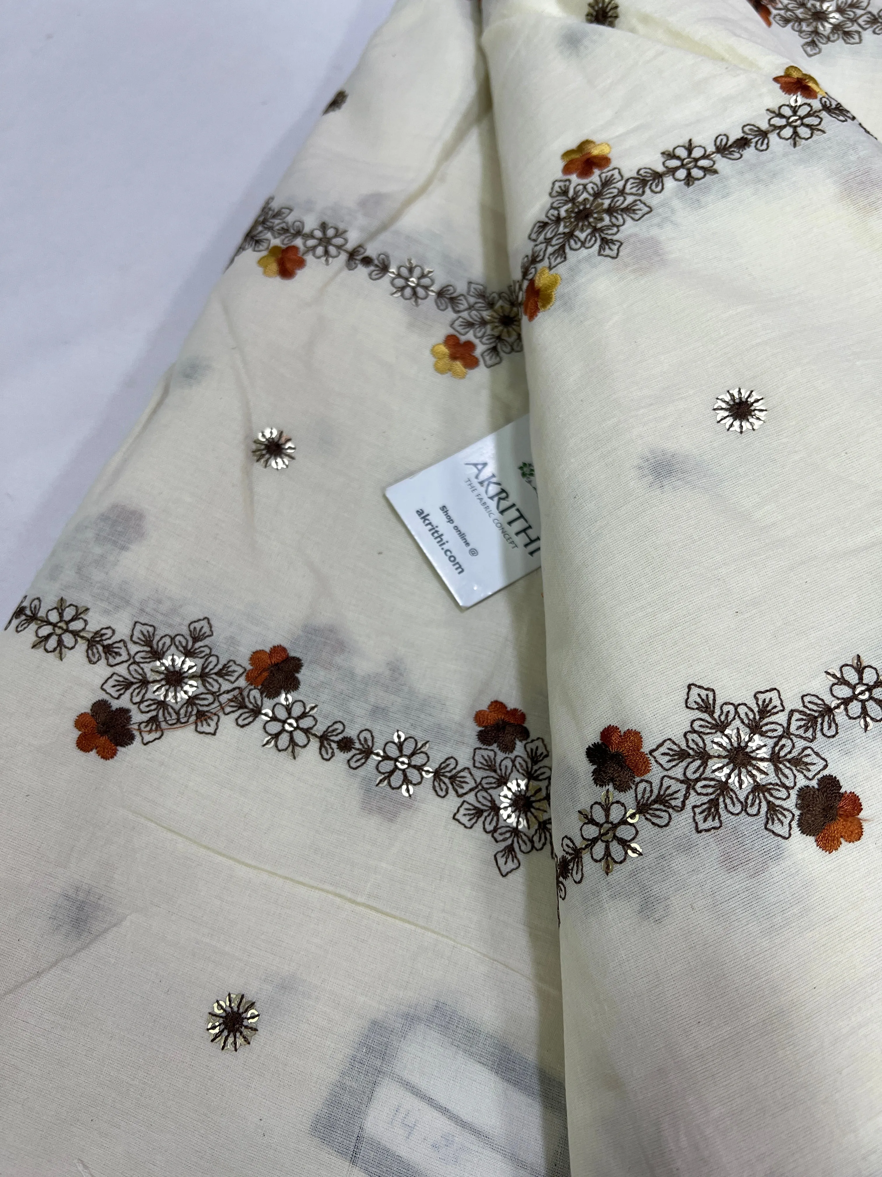 Pure cotton embroidered fabric