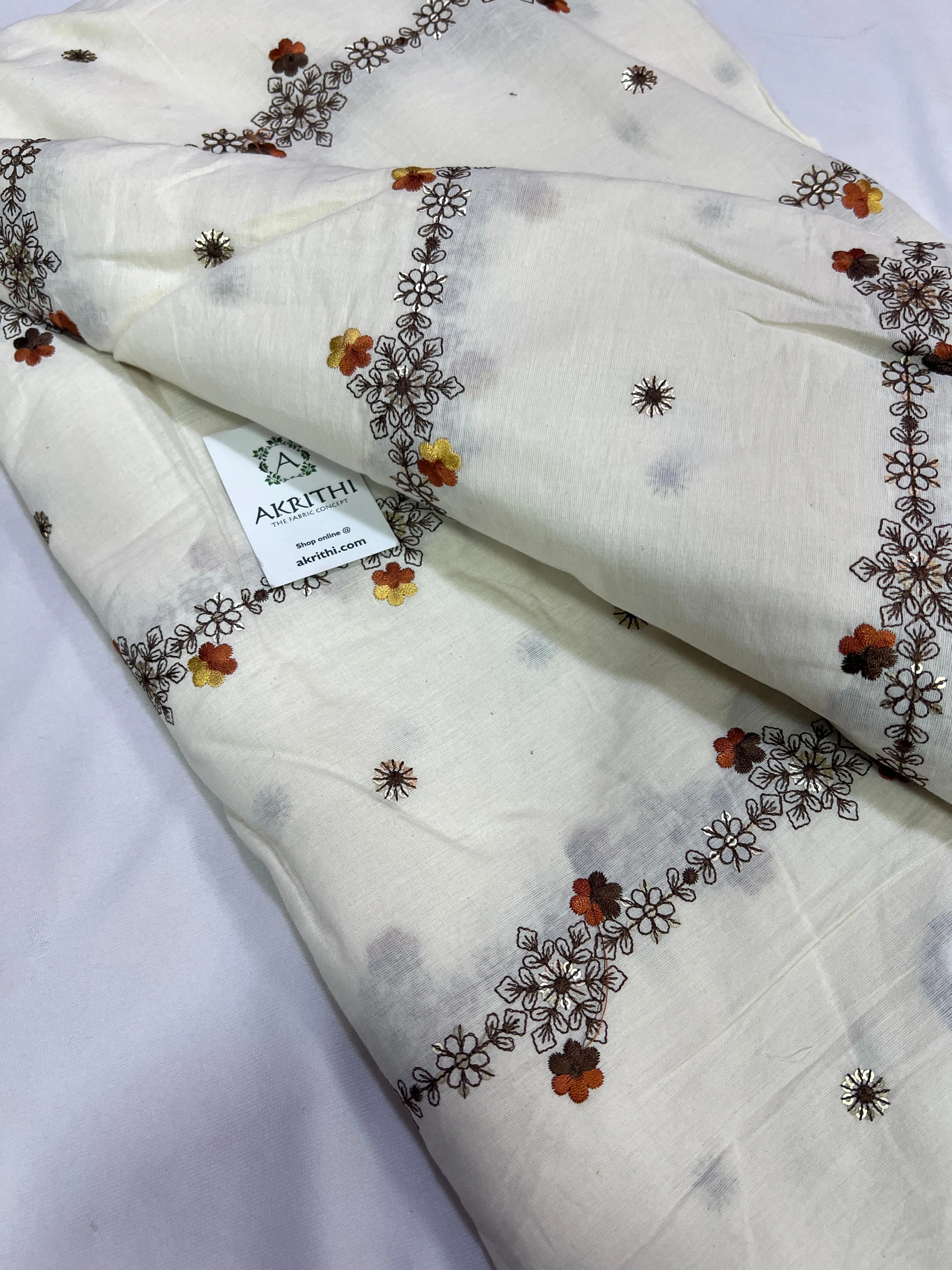 Pure cotton embroidered fabric