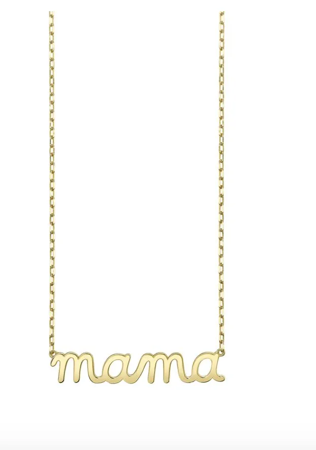 Pure Gold Mama Script Necklace