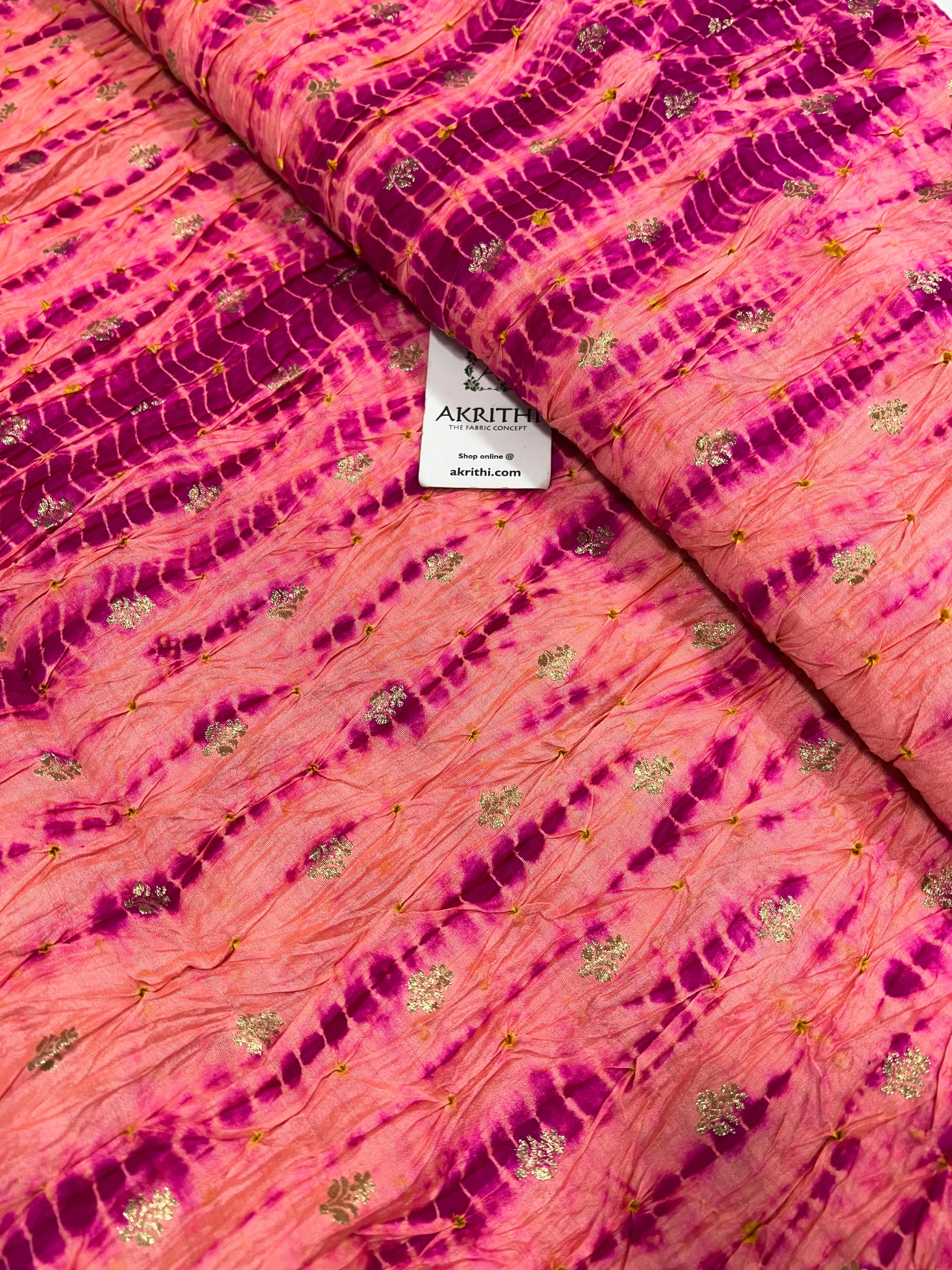 Pure silk Banarasi bandhej fabric