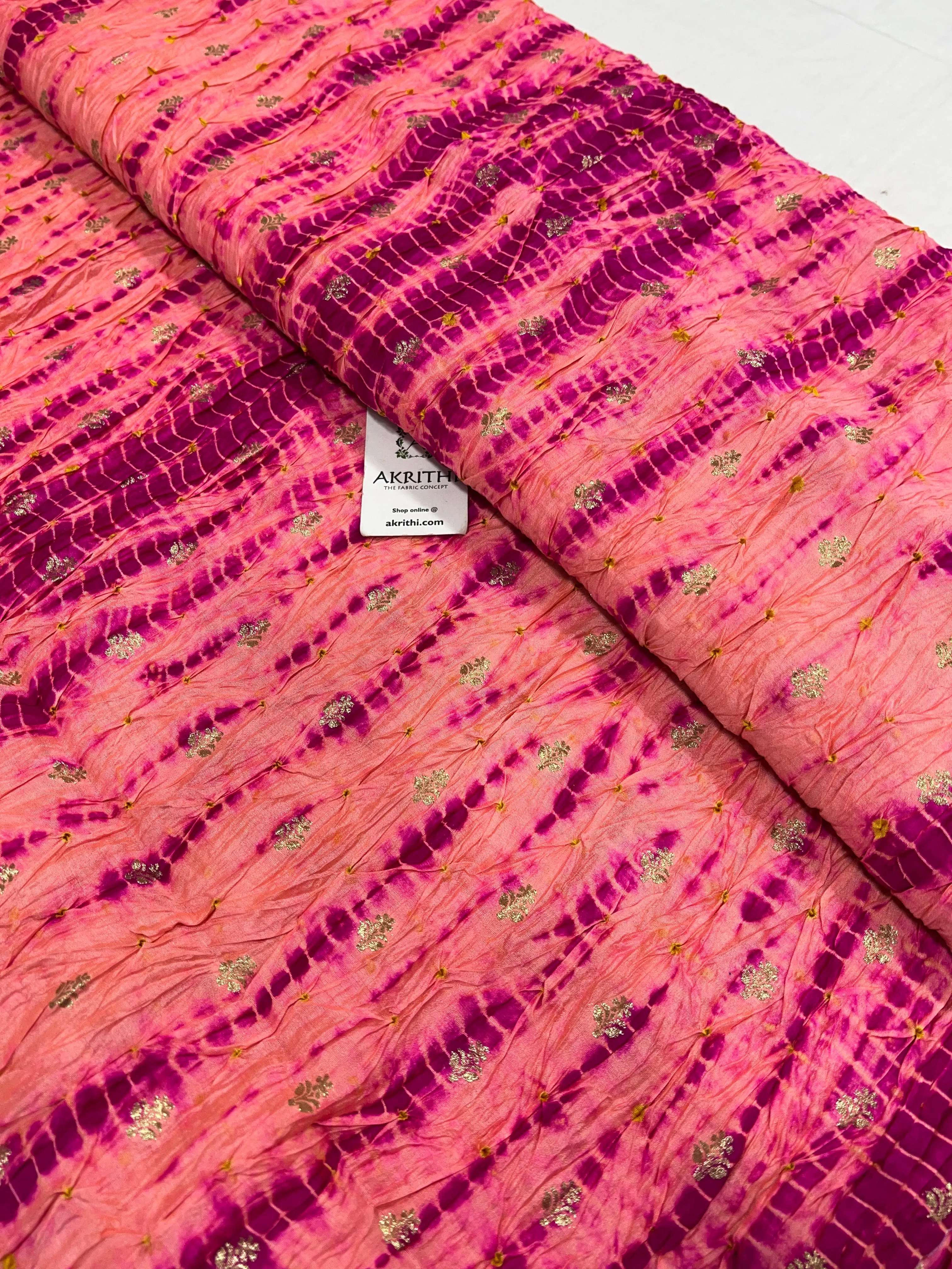 Pure silk Banarasi bandhej fabric