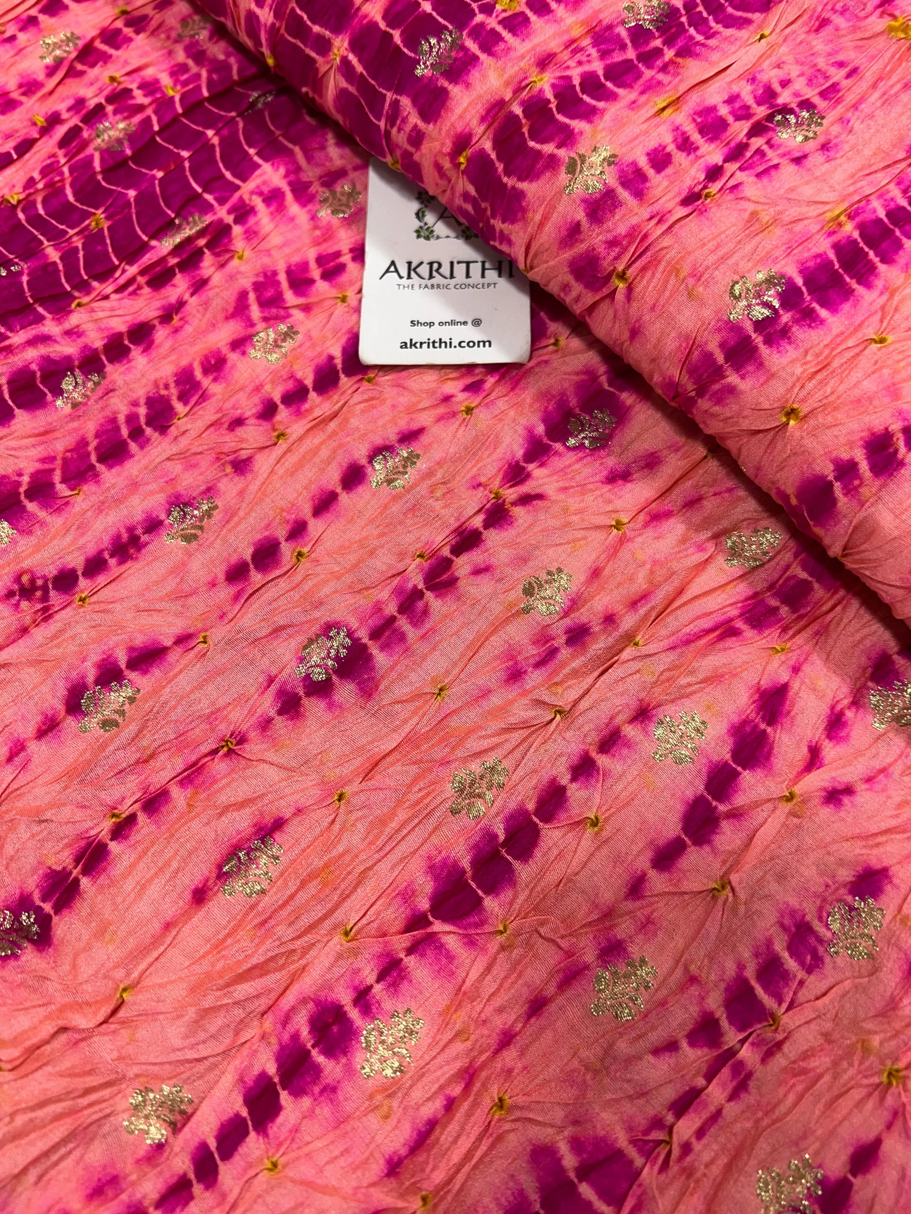 Pure silk Banarasi bandhej fabric