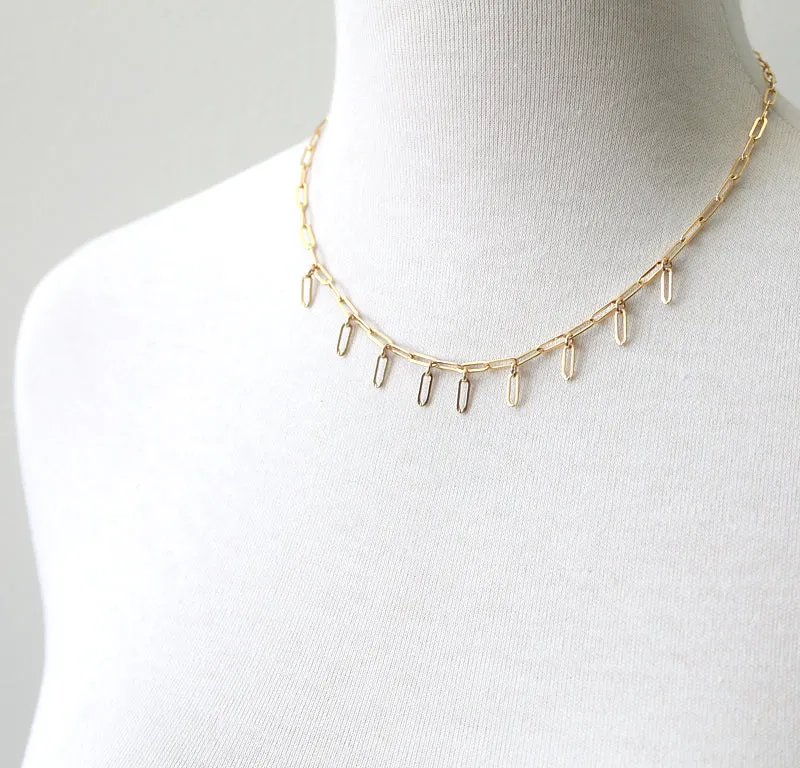 Rectangle Fringe Necklace