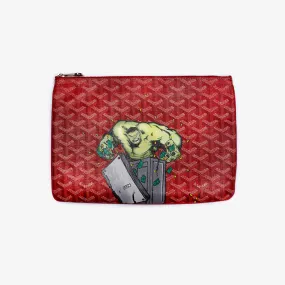 RED SENNA ZIP CLUTCH MM SERVICED BY E