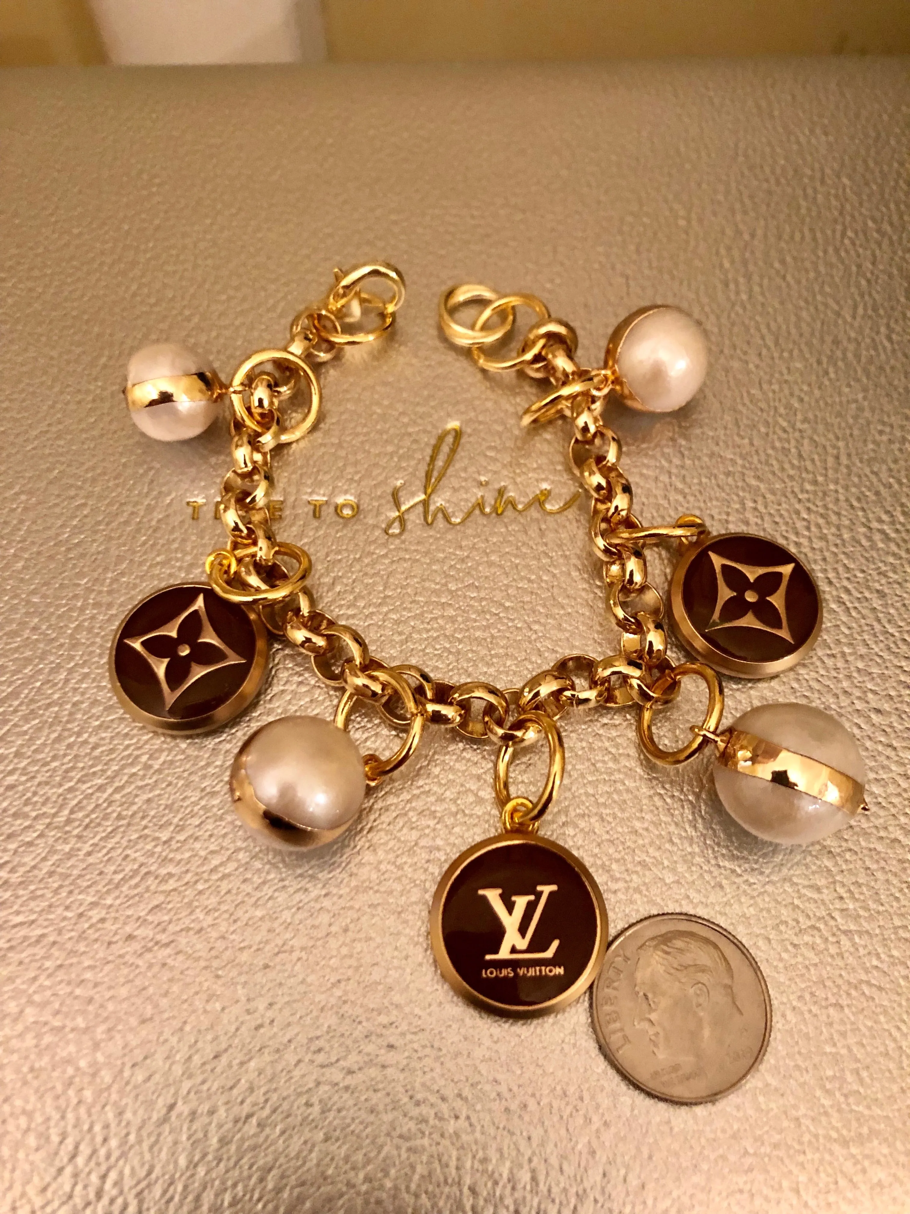 Repurposed Elizabeth Button Charm Bracelet