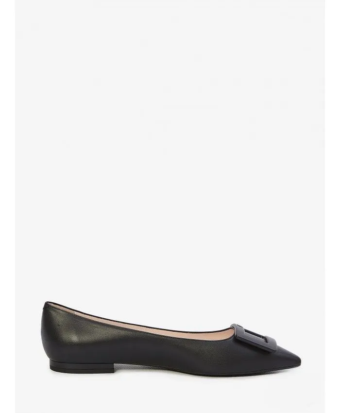 ROGER VIVIER Mini Square Buckle Pointed Ballerinas