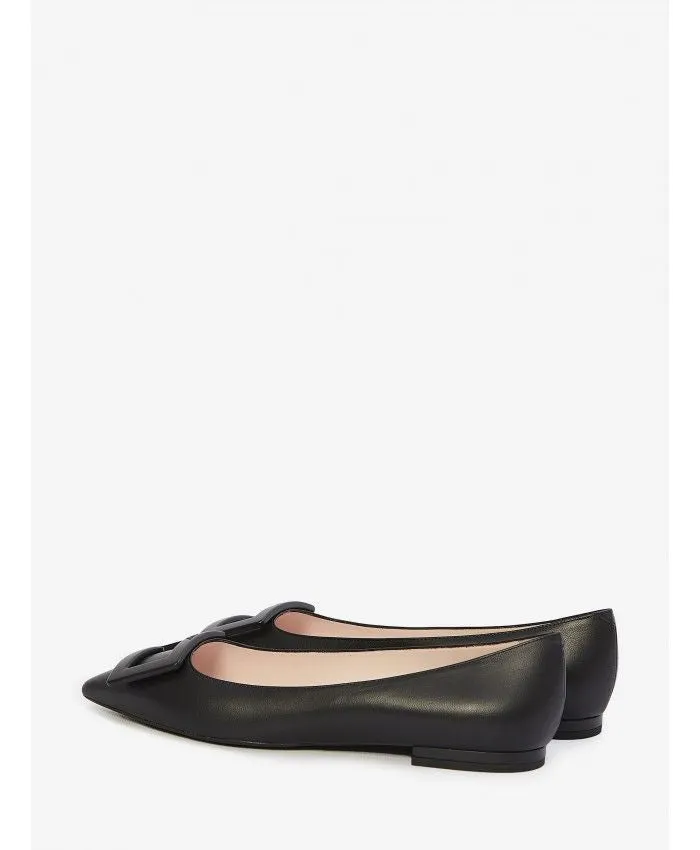 ROGER VIVIER Mini Square Buckle Pointed Ballerinas