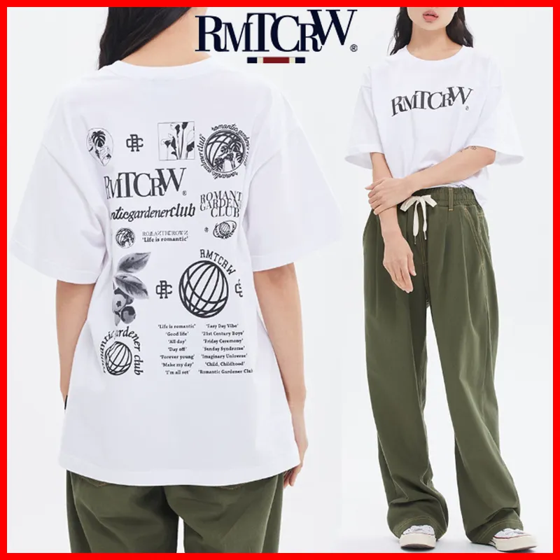 ROMANTIC CROWN  |Unisex Street Style Plain Cotton Short Sleeves Khaki