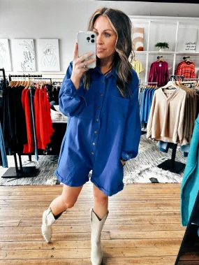 Royal Denim Button Up Romper