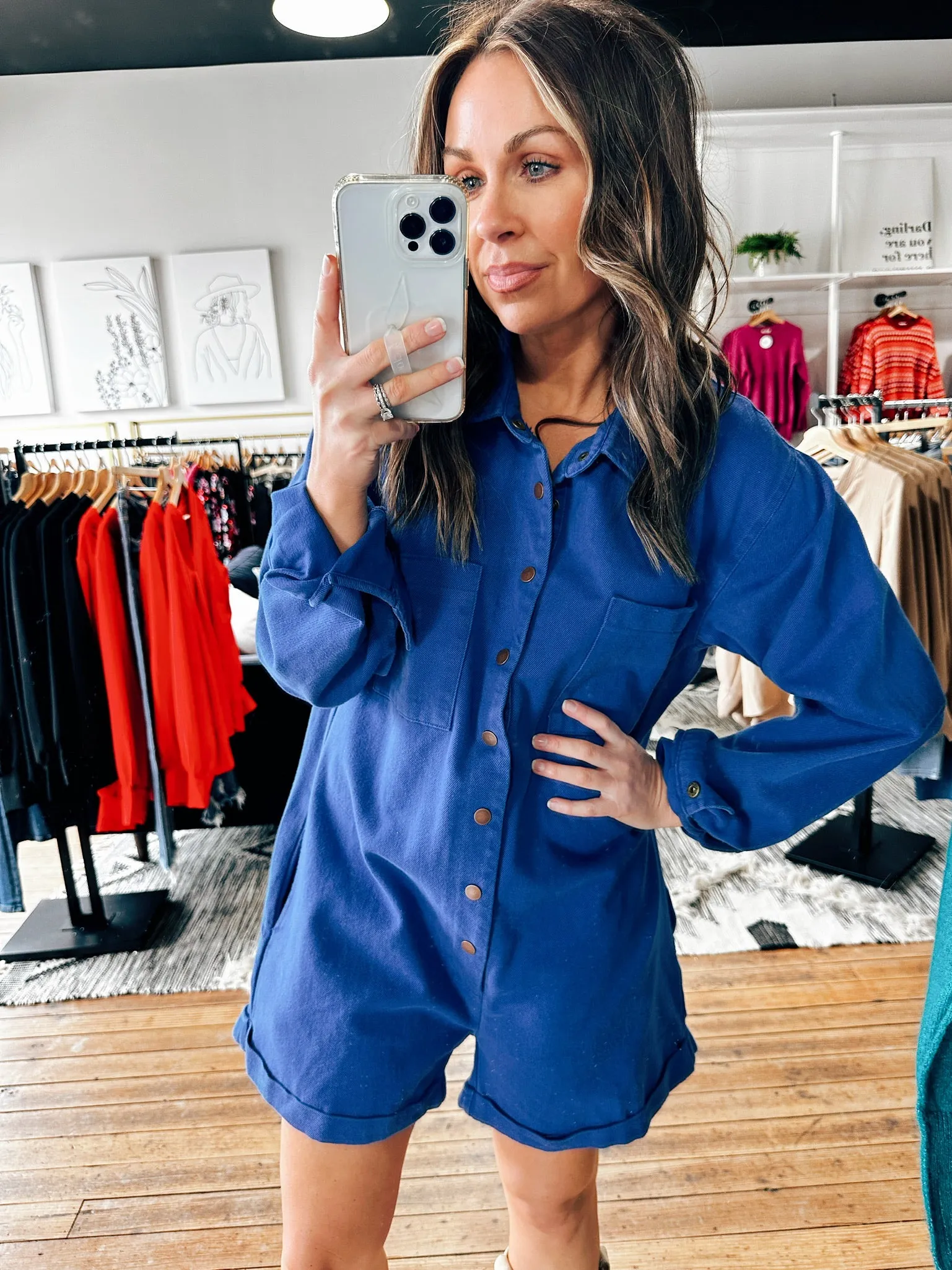 Royal Denim Button Up Romper