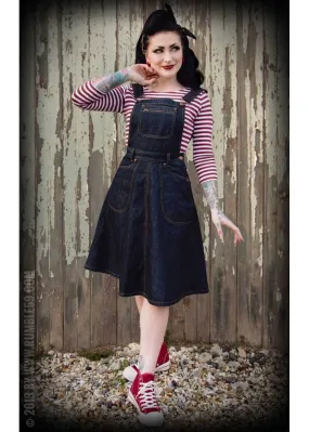 Rumble59 Rocking Rosie Jeans 50's Pinafore A-Line Dress Denim Navy