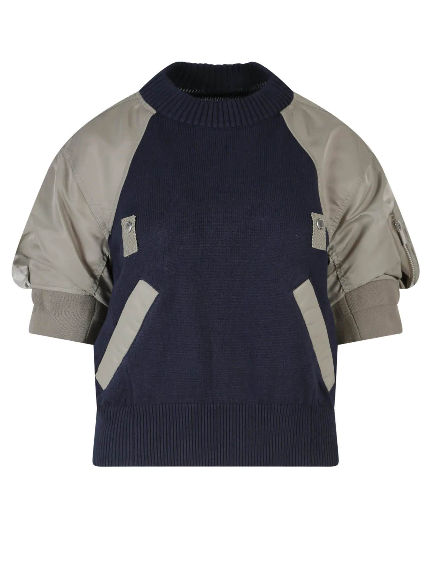 sacai  |Crew Neck Casual Style Nylon Rib Blended Fabrics Plain