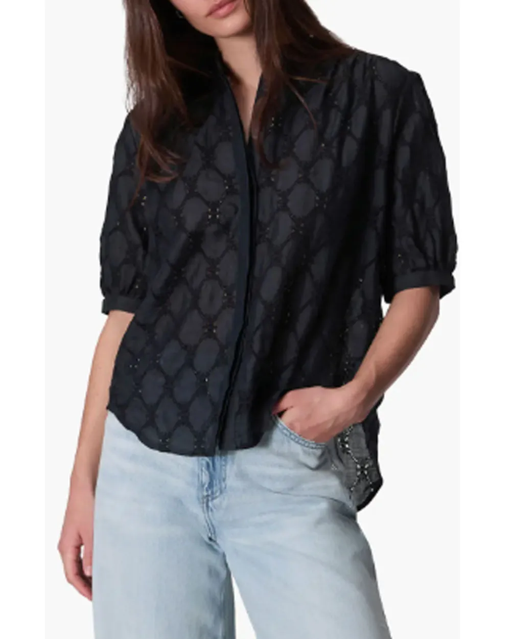 Sal Jordan Embroidered Button-Up Top