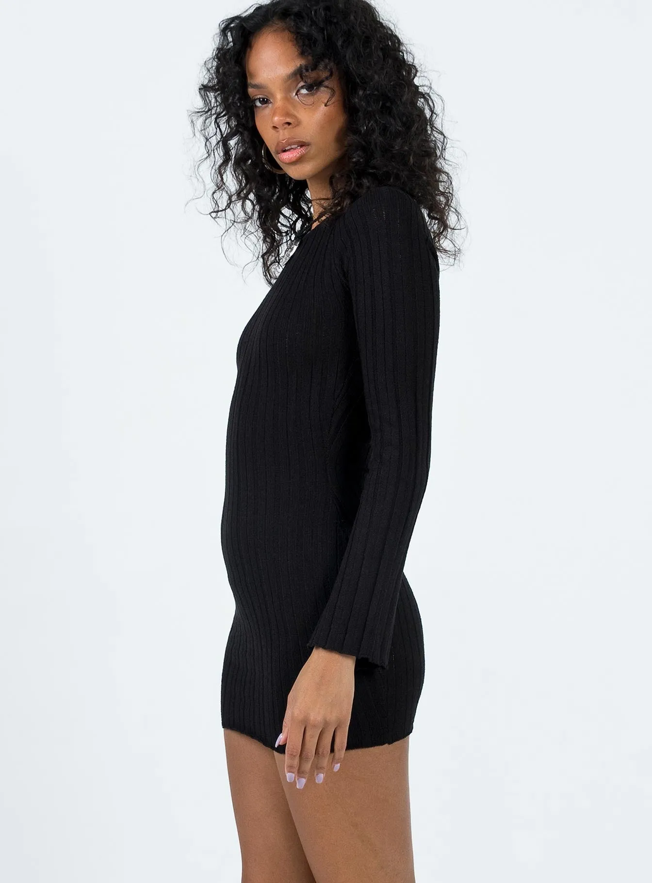 Santorini Knit Mini Dress Black