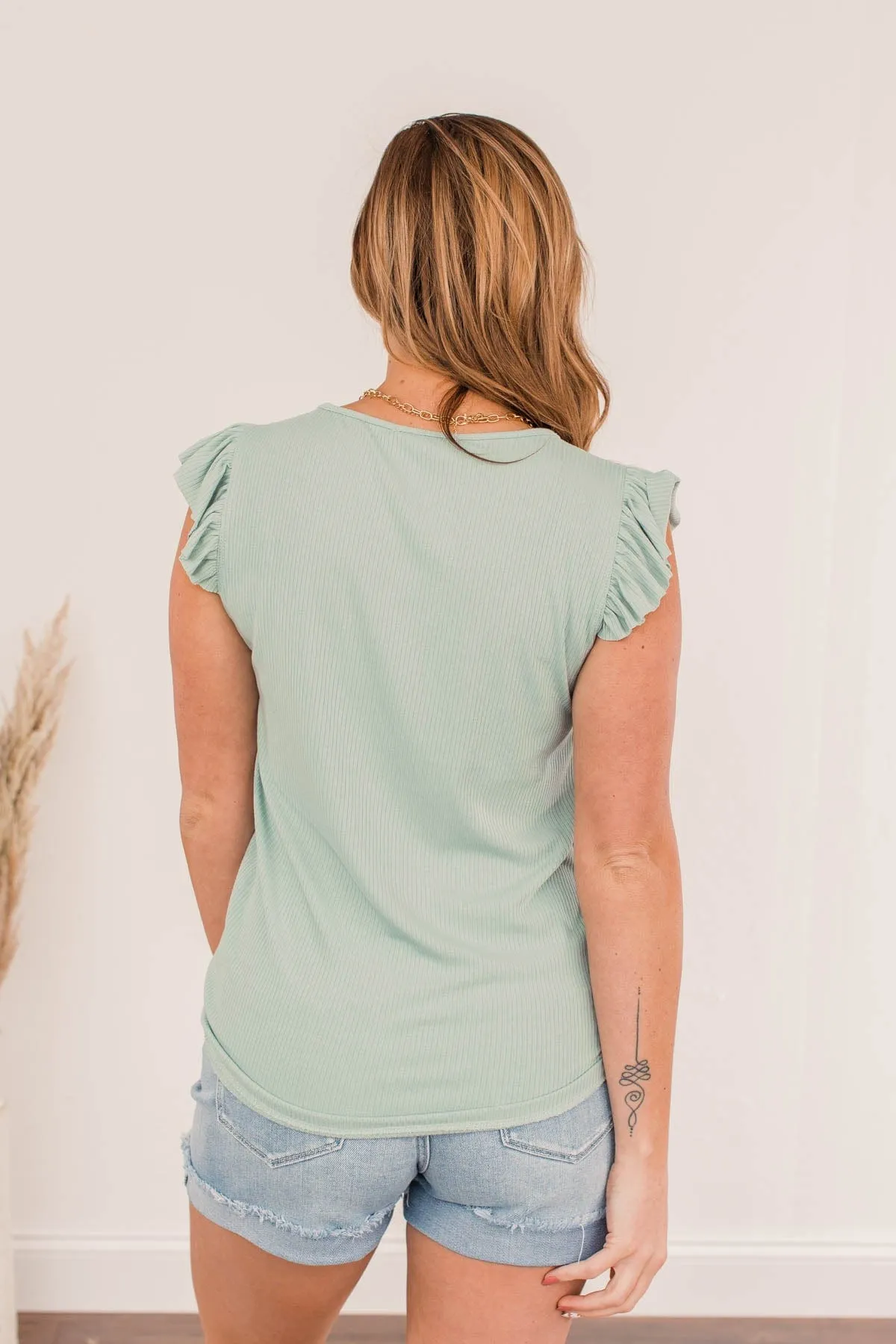 Say The Word Knit Top- Dusty Teal