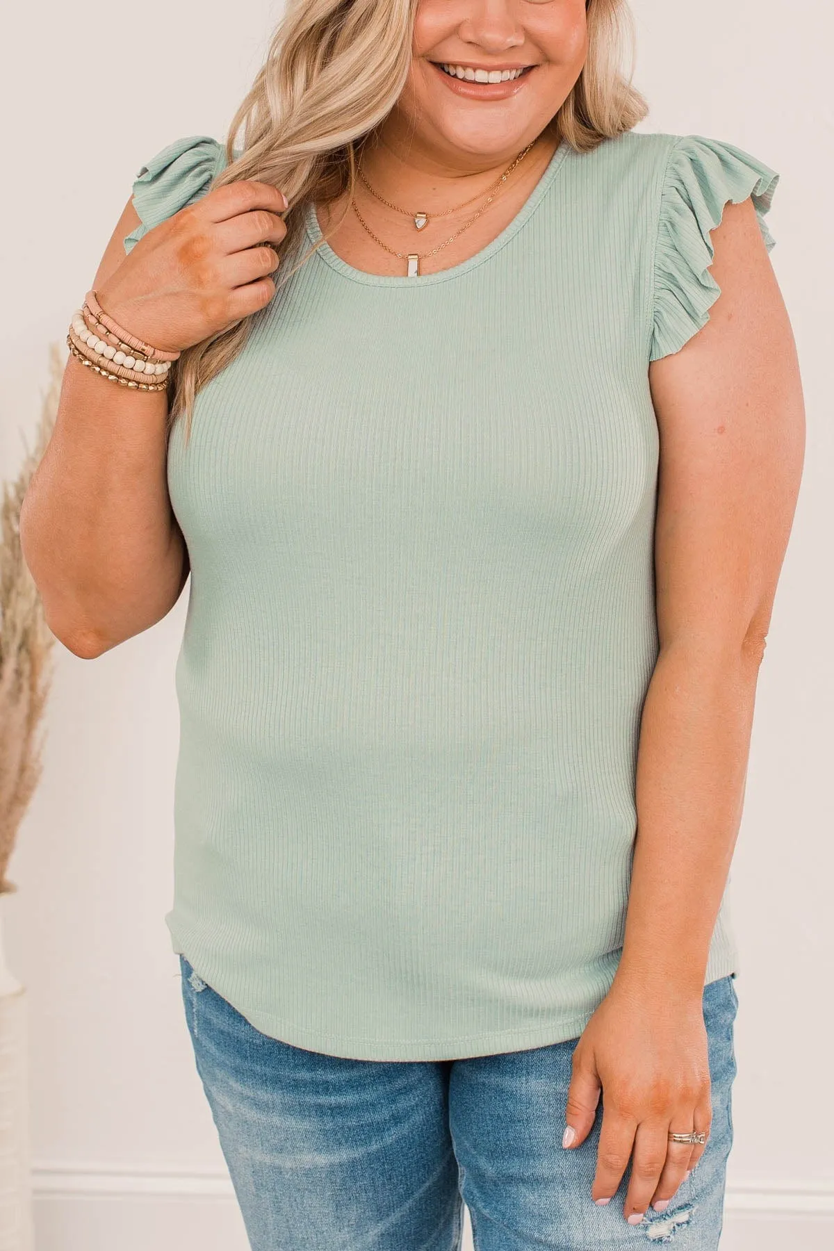 Say The Word Knit Top- Dusty Teal