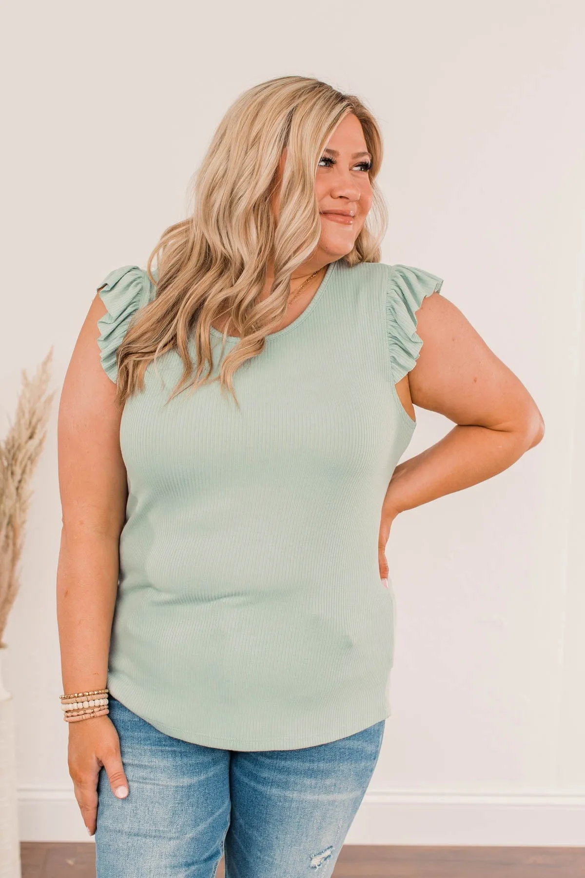 Say The Word Knit Top- Dusty Teal