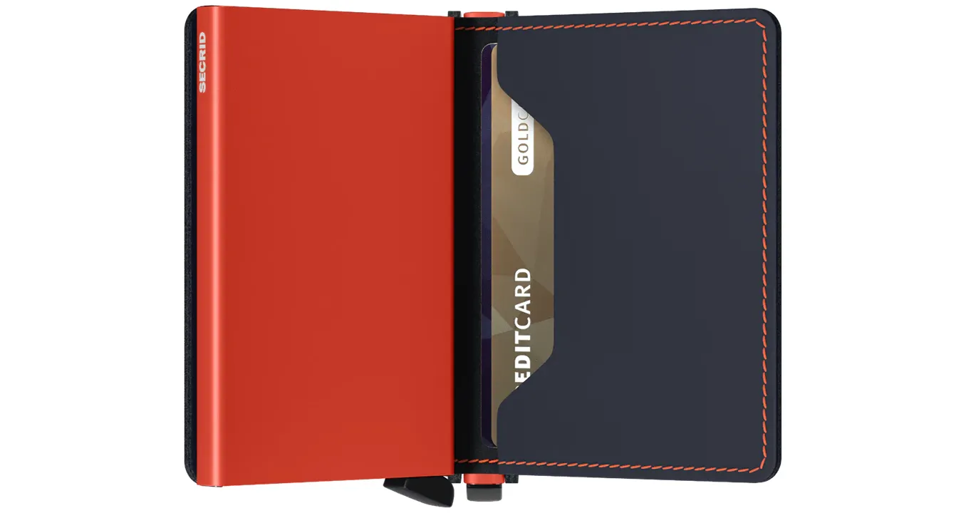 Secrid Slim Wallet Matte- Nightblue & Orange