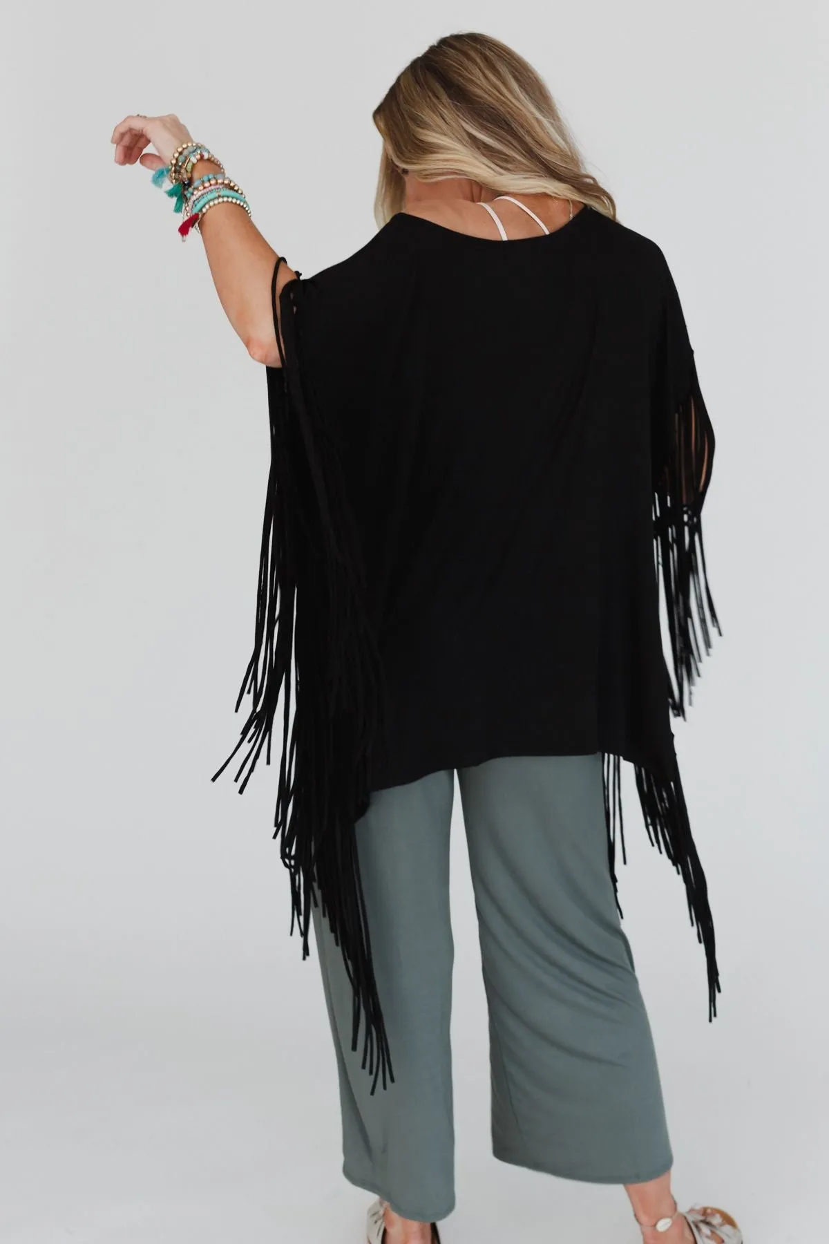 Showstopper Fringe Top - Black