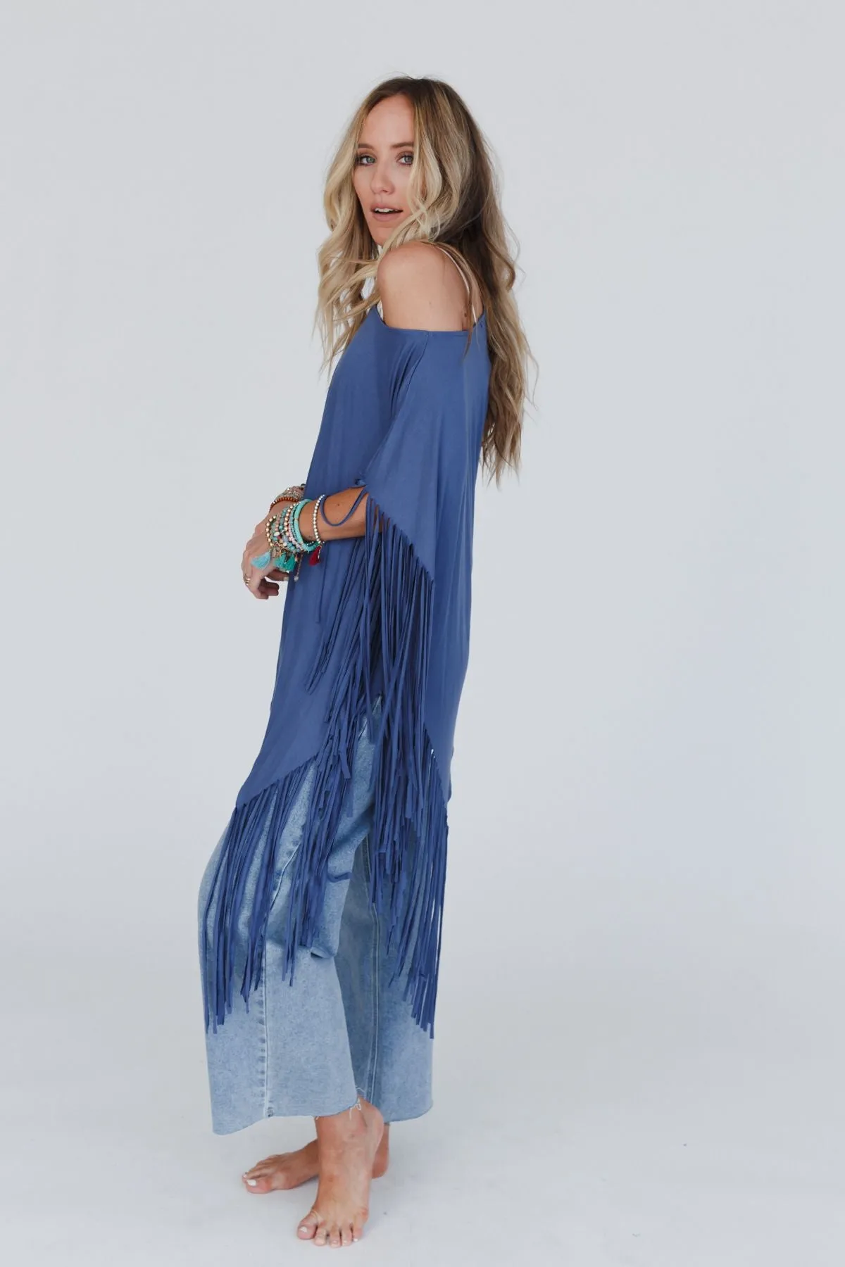 Showstopper Fringe Top - Denim