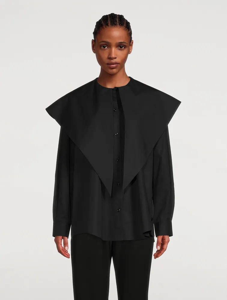 SIMONE ROCHA Masculine Cotton Shirt With Long Pointed Collar