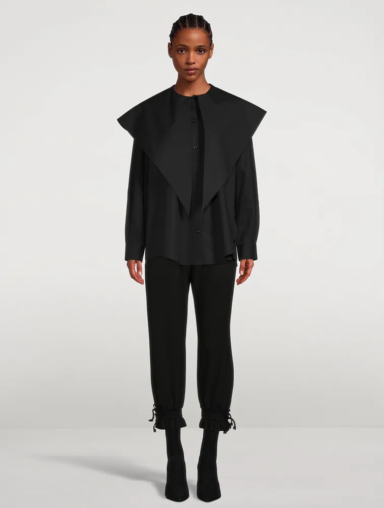 SIMONE ROCHA Masculine Cotton Shirt With Long Pointed Collar