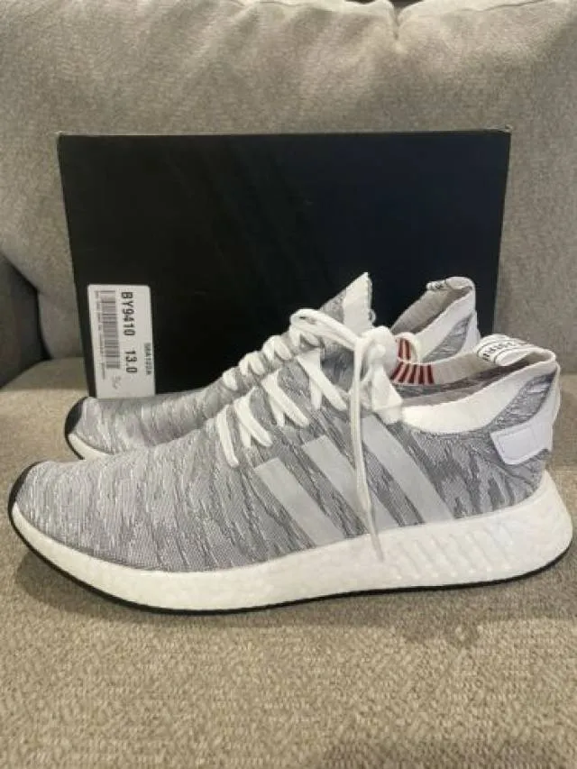 Size 13 - adidas NMD R2 Primeknit Running White 2017 - B...