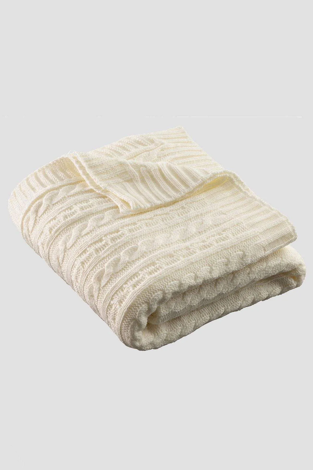 Soft White Aran Knit Throw