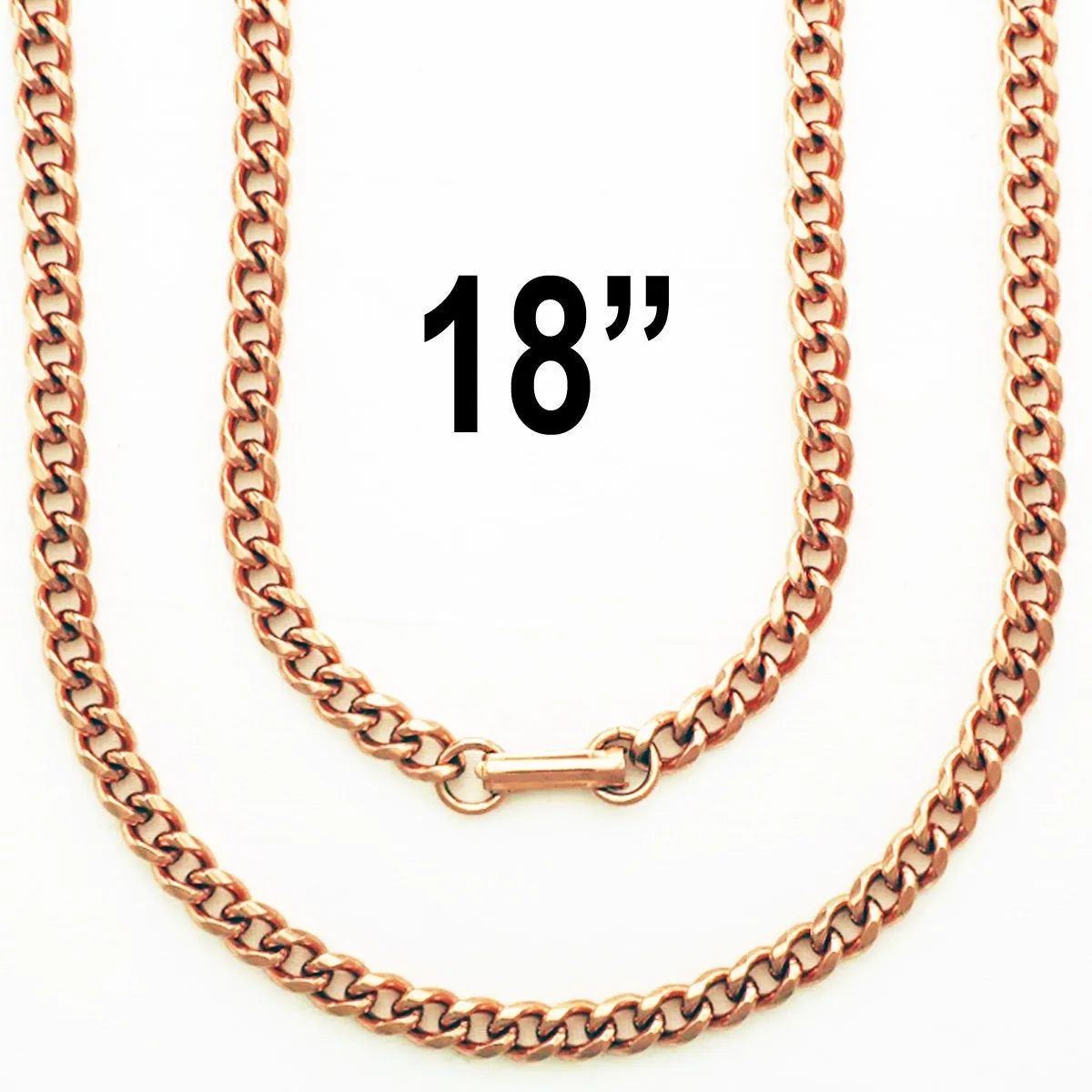 Solid Copper Necklace Chain Medium 5mm Cuban Curb Chain Necklace NC72 Pure Copper Curb Curb Chain Necklace 18 Inch Chain