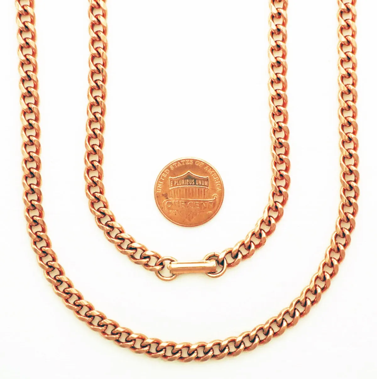 Solid Copper Necklace Chain Medium 5mm Cuban Curb Chain Necklace NC72 Pure Copper Curb Curb Chain Necklace 18 Inch Chain