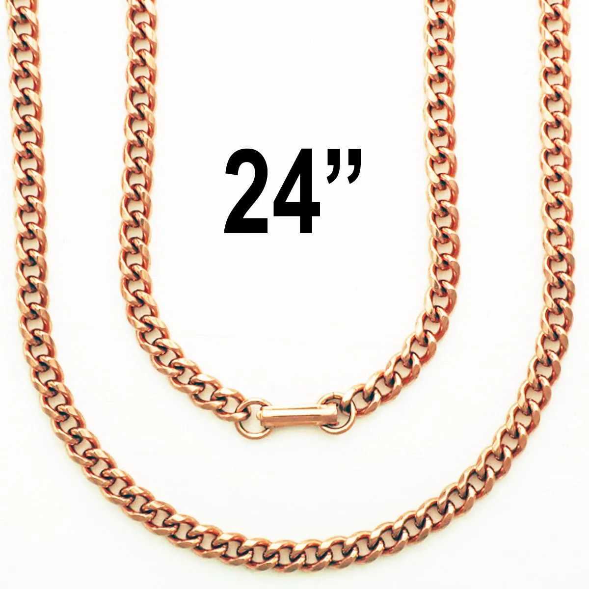 Solid Copper Necklace Chain Medium 5mm Cuban Curb Chain Necklace NC72 Pure Copper Curb Curb Chain Necklace 24 Inch Chain