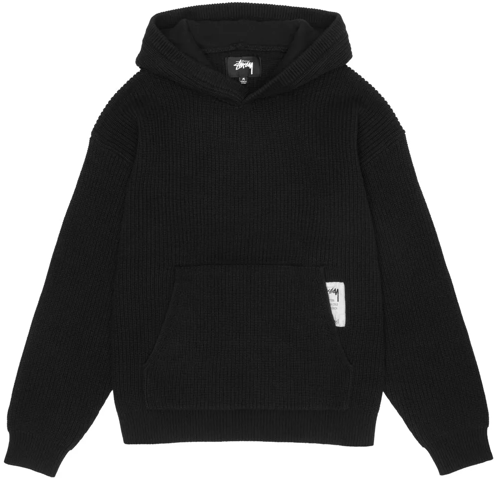 STSSY COTTON KNIT HOOD // BLACK