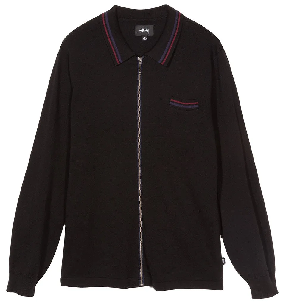 STSSY PERRY ZIP L/SL POLO KNIT // BLACK