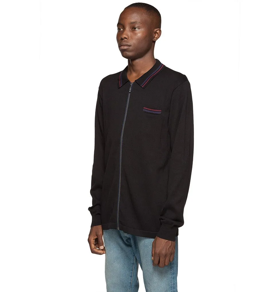 STSSY PERRY ZIP L/SL POLO KNIT // BLACK