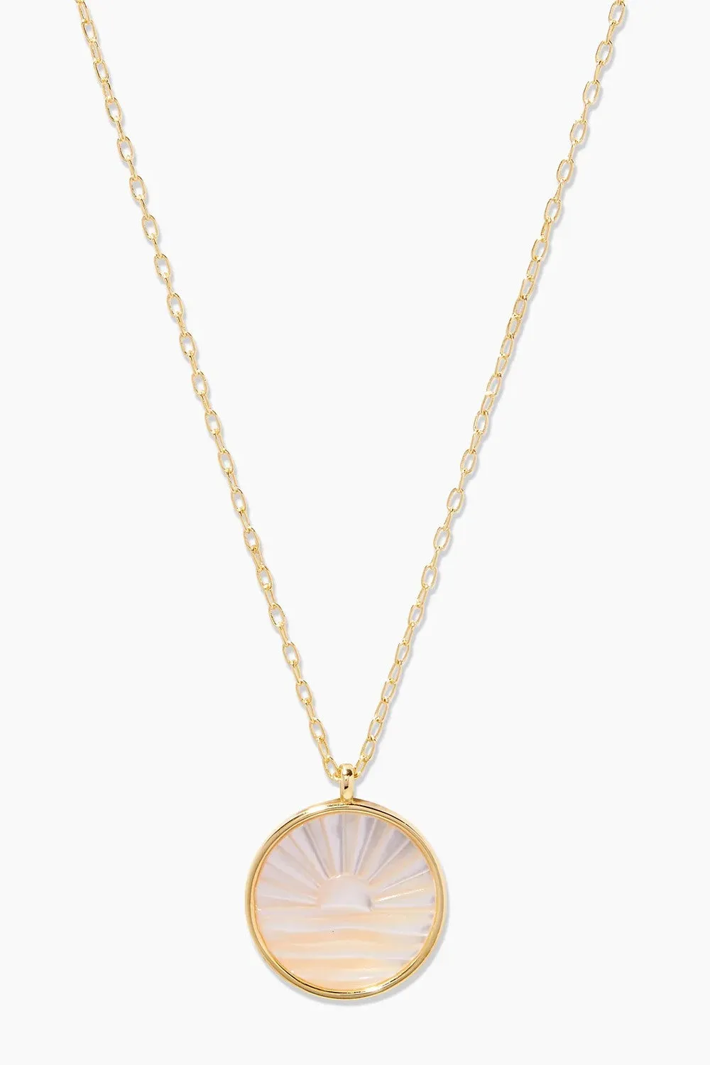 SUNSET ETCHED NECKLACE- GLD/MOP