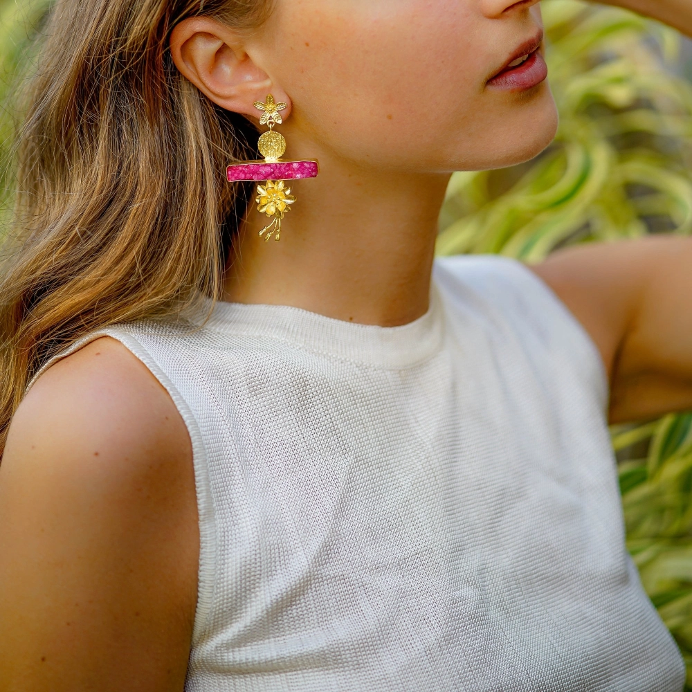 --Sunset flower Earrings-