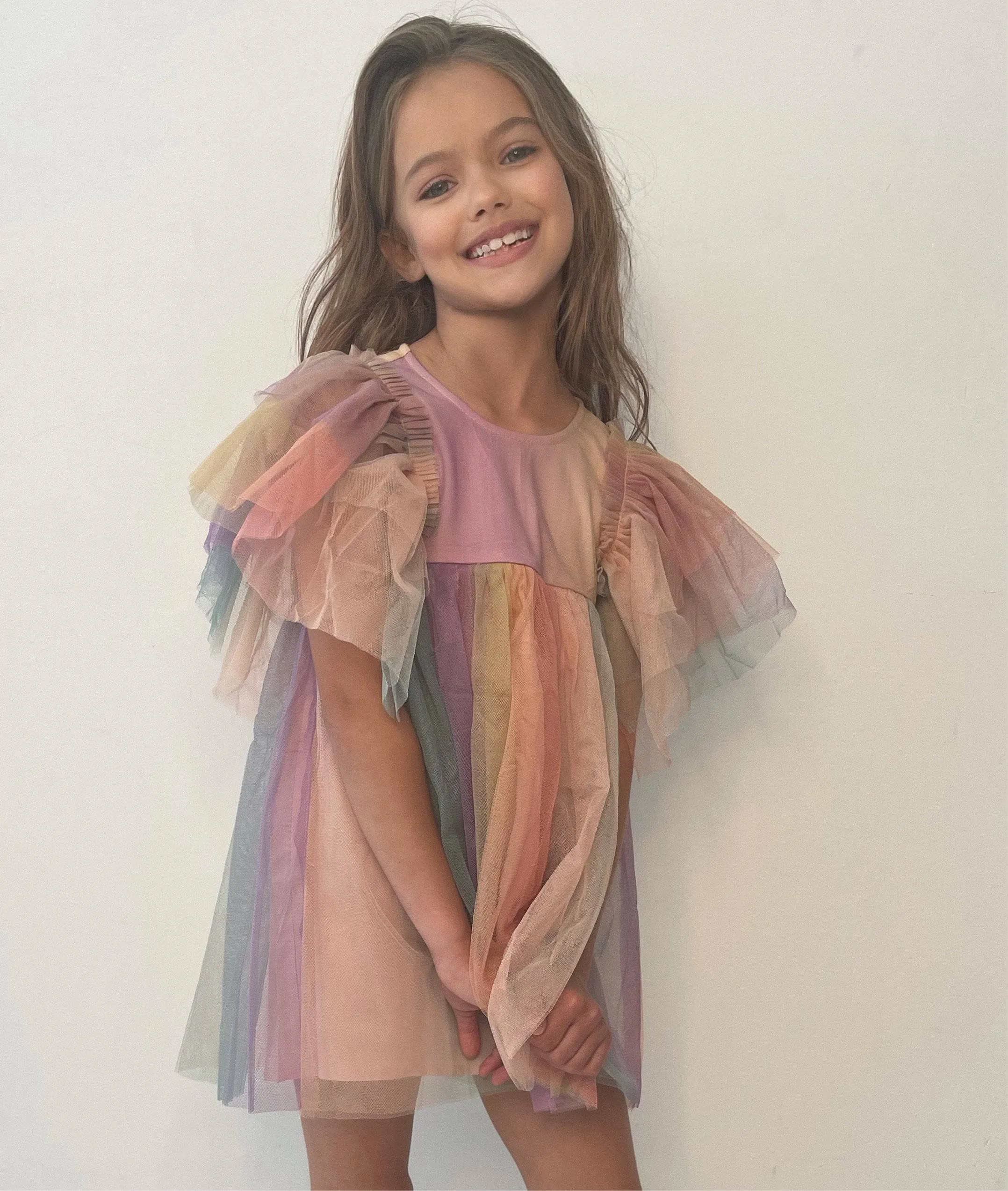 Sunset Rainbow Tulle Dress