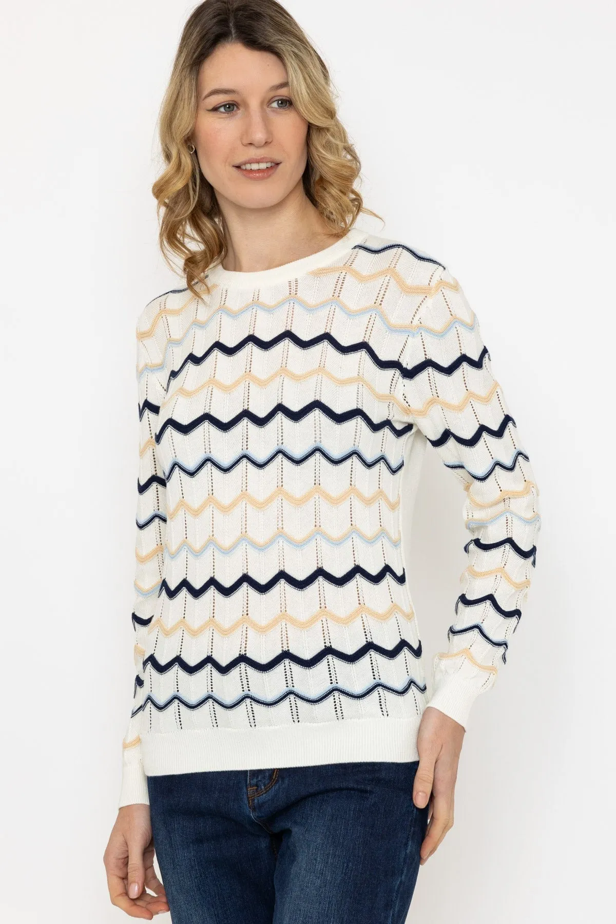 Textured Crew Neck Knit in Ecru