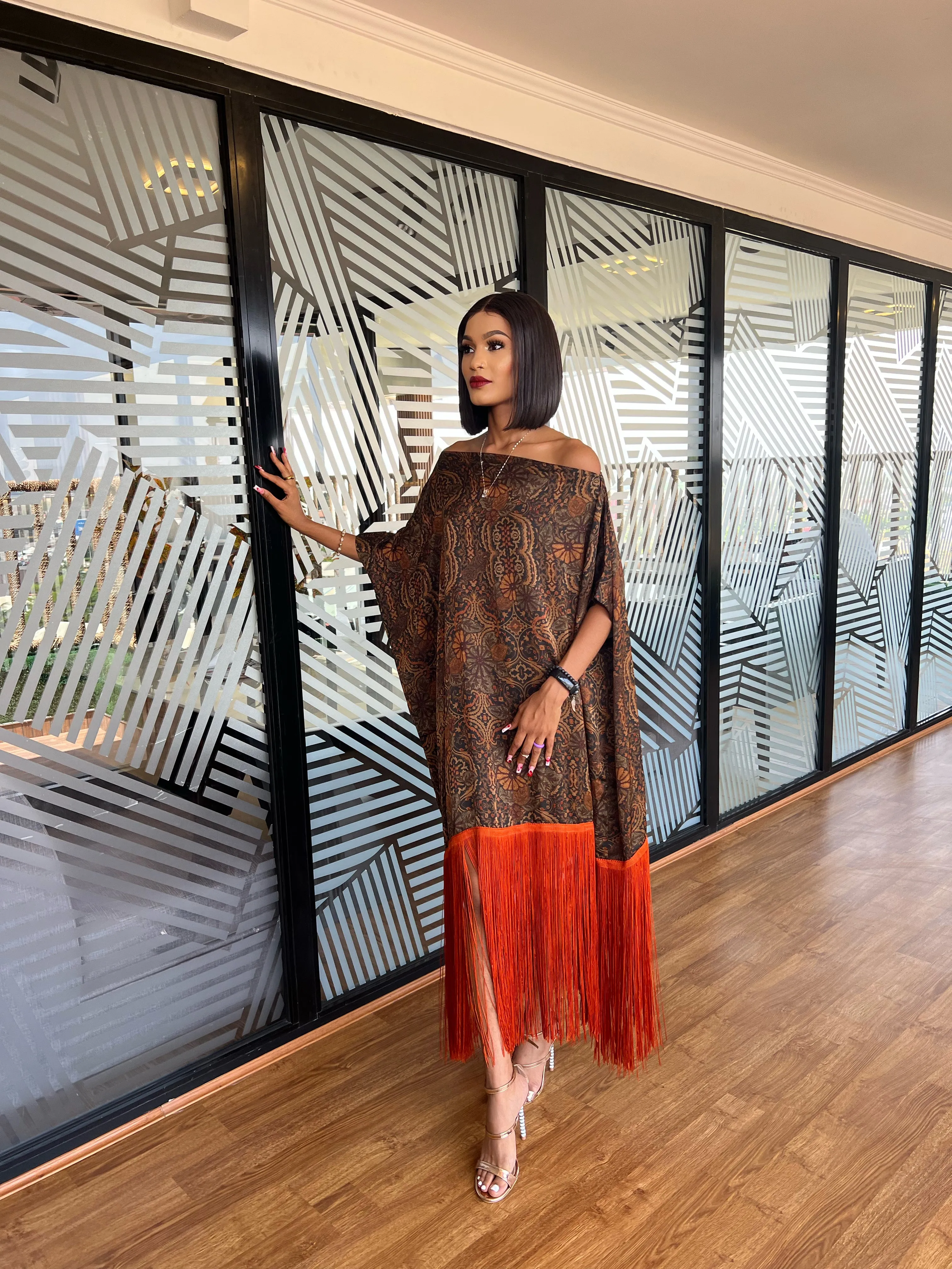 The Chantel Fringe Kaftan~Orange