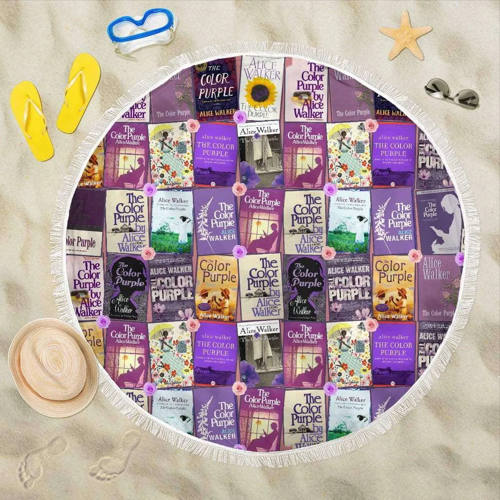 The Color Purple Book Covers Round Beach Blanket