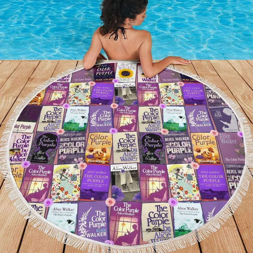 The Color Purple Book Covers Round Beach Blanket