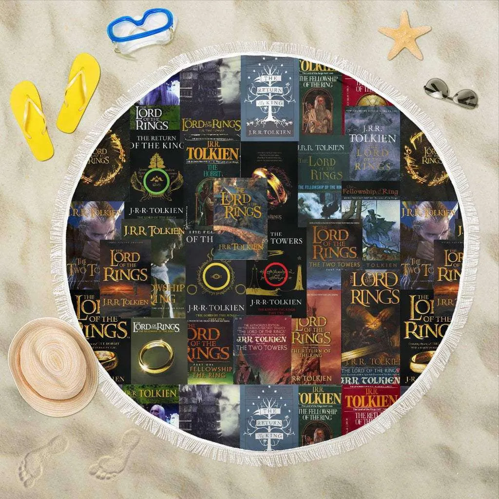 The Lord Of The Rings Book Covers Beach Blanket